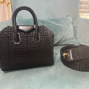 Givenchy Black Jacquard Mini Satchel with Wide Strap